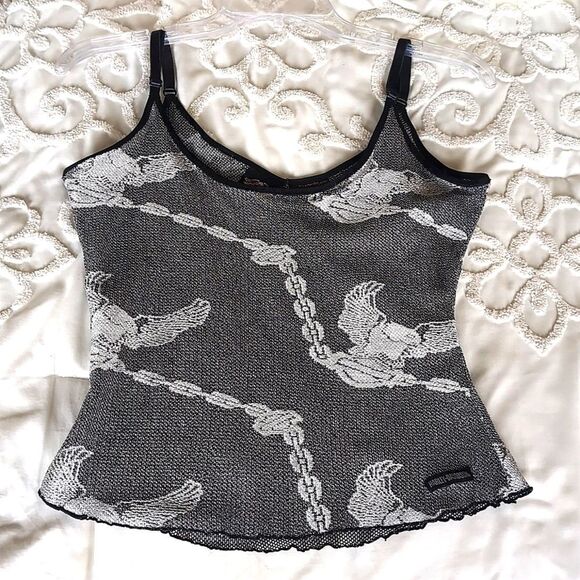 VINTAGE  Harley-Davidson Silver/Black Mesh Tank Top XS - Picture 1 of 10